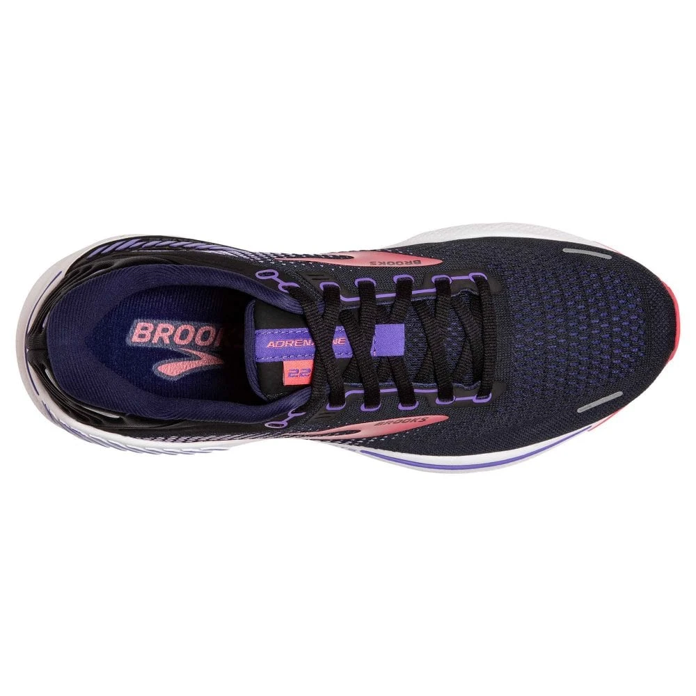 BROOKS Adrenaline GTS 22 Wide D Womens Running Shoes Black/Purple/Coral 4 BROOKS Adrenaline GTS 22 Wide D Womens Running Shoes Black/Purple/Coral - Image 2