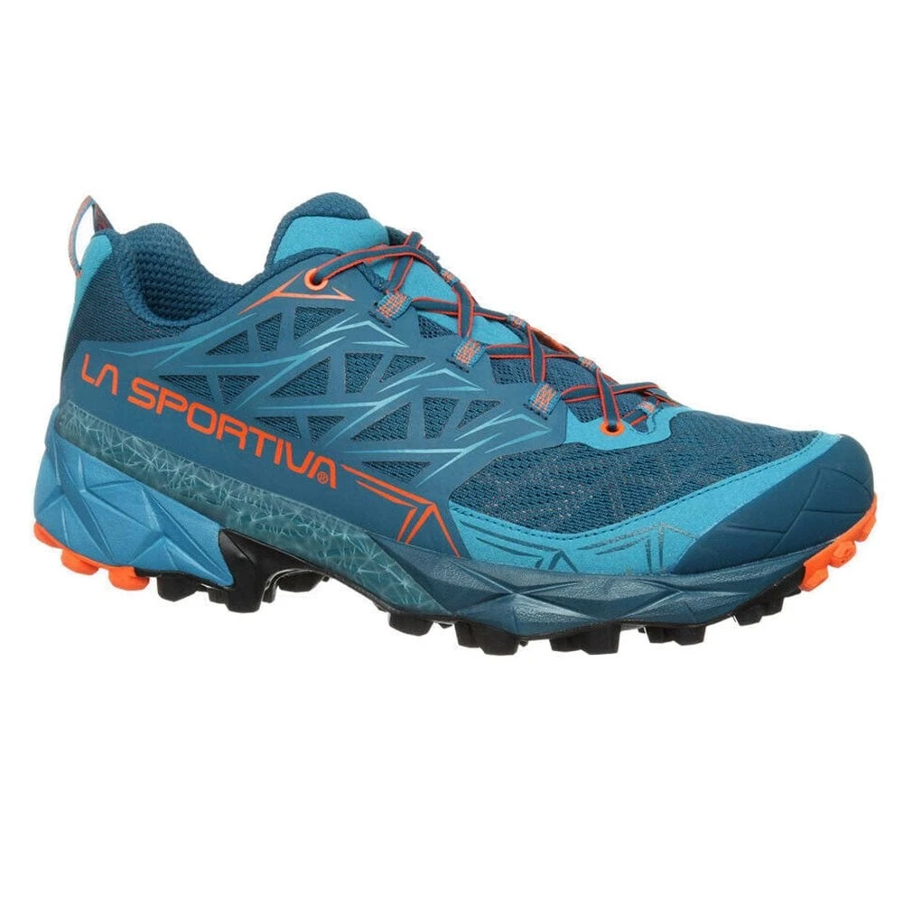 La Sportiva Akyra Mens Trail Running Shoes Ocean/Flame 3 La Sportiva Akyra Mens Trail Running Shoes Ocean/Flame