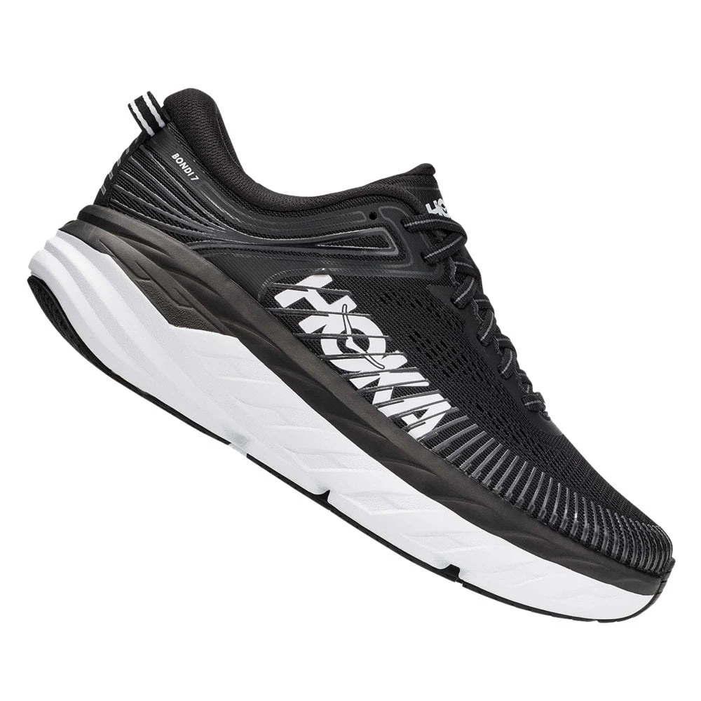 Hoka Bondi 7 Wide 2E Mens Road Running Shoes Black/White 3 Hoka Bondi 7 Wide 2E Mens Road Running Shoes Black/White