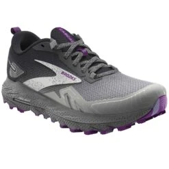 BROOKS Cascadia 17 Womens Trail Running Shoes Oyster/Blackened Pearl/Purple