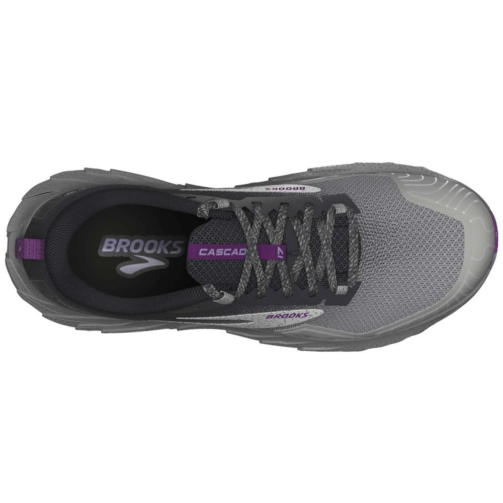BROOKS Cascadia 17 Womens Trail Running Shoes Oyster/Blackened Pearl/Purple 6 BROOKS Cascadia 17 Womens Trail Running Shoes Oyster/Blackened Pearl/Purple - Image 4