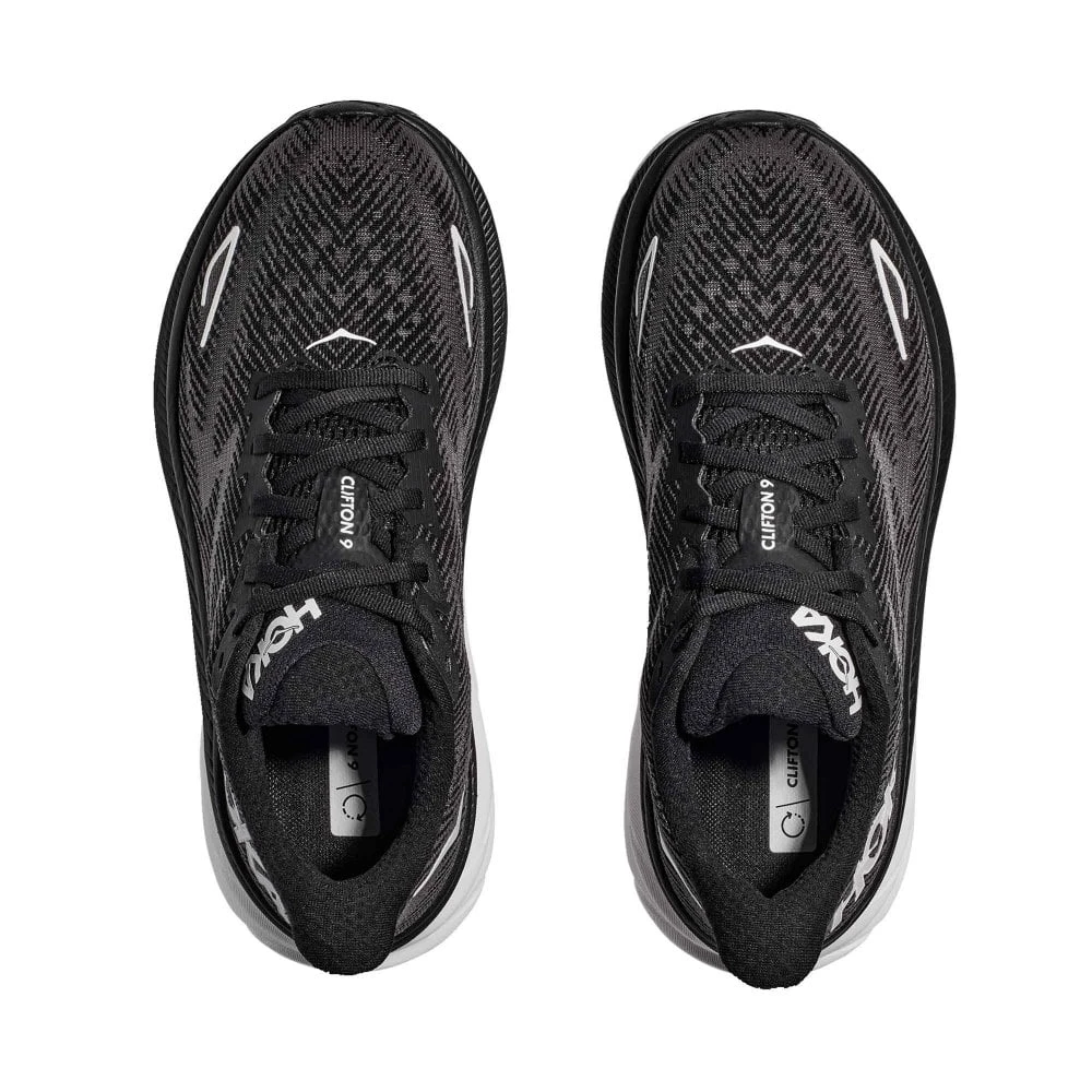 Hoka Clifton 9 Wide 2E Mens Running Shoes Black/White 5 Hoka Clifton 9 Wide 2E Mens Running Shoes Black/White - Image 3