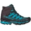 La Sportiva Ultra Raptor II Mid GTX Womens Hiking Boots Carbon/Topaz -Shoe Specialty Shop ultra raptor ii mid gtx womens hiking boots carbon topaz p6446 25391 image